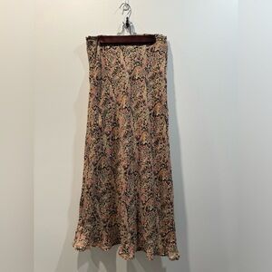 Ann Taylor Petites Silk Paisley Pattern Midi Skirt